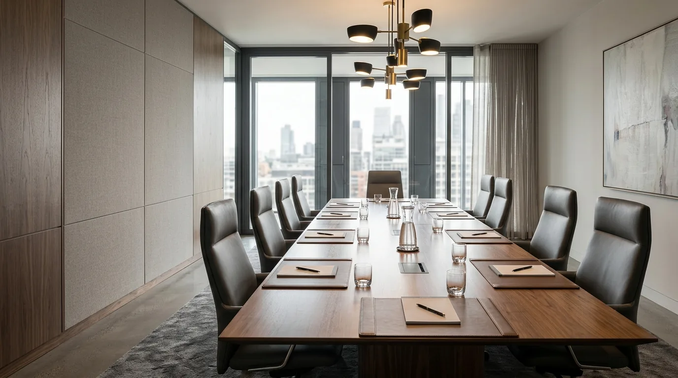 design concept of a premium meeting room with acoustic wall panels