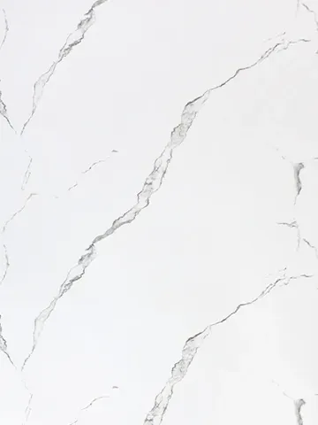 Calacatta Manhattan panel finish: marble look, white with fine gray veins