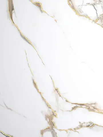 Calacatta Oro Gold panel finish: marble look, white with gold and taupe veins