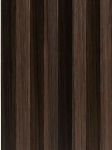 Dark Walnut Oak Fluted boards, close-up of the face: dark walnut-brown ribs