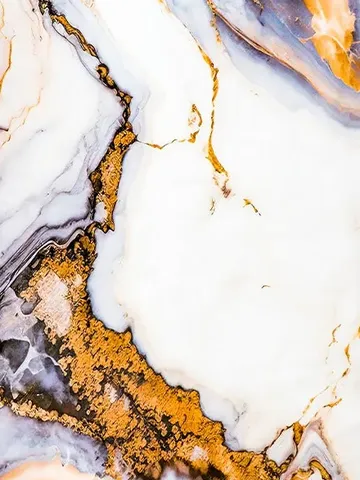 Luxe Horizon panel finish: marble look, white with amber and gold