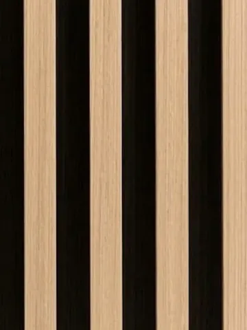 Maple Slate Black Fluted boards, close-up of the face: pale maple ribs, black grooves