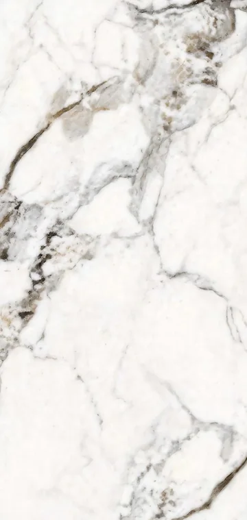 Continuous Pattern panel finish: continuous marble look, white with gray and gold veining