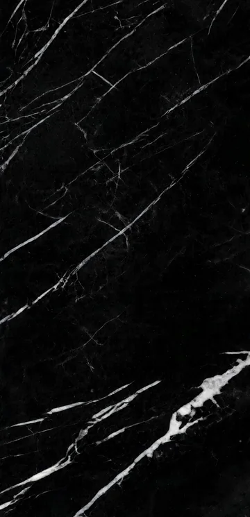 Continuous Pattern panel finish: continuous marble look, black with crisp white diagonal veins