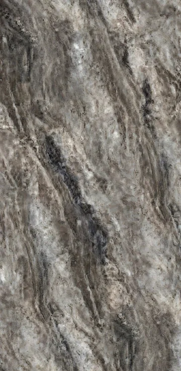 Continuous Pattern panel finish: continuous marble look, gray-brown with busy diagonal veining