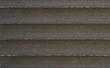Ripple Board panel finish: ribbed stone look, dark taupe with wide horizontal ribs