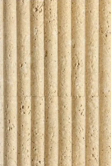 Travertine Marble panel finish: travertine look, sand beige, ribbed flute profile