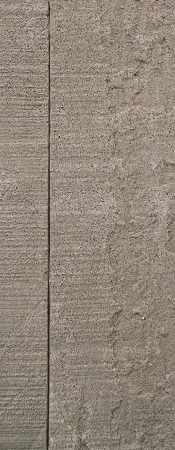 Wood Cement Board panel finish: wood cement look, gray-brown with board-formed texture