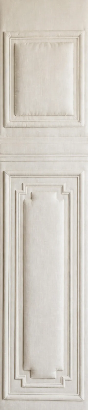 Padded Panel panel finish: upholstered, ivory with classical panel moulding