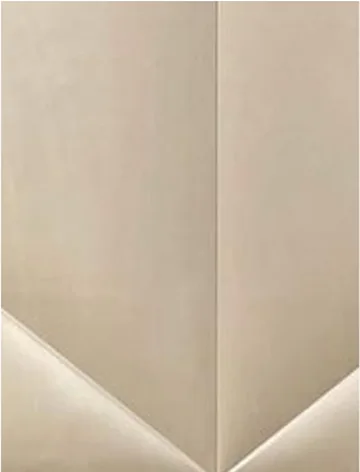 Padded Panel panel finish: upholstered, sand beige with folded geometric planes