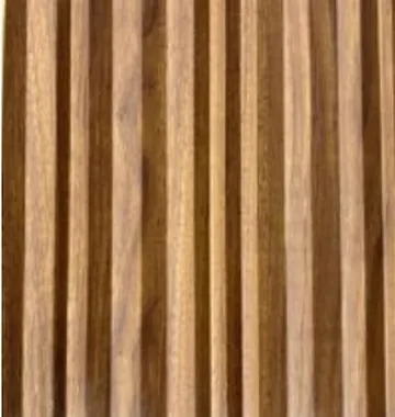 Slat Panel panel finish: fluted, series 900, amber walnut wide ribs
